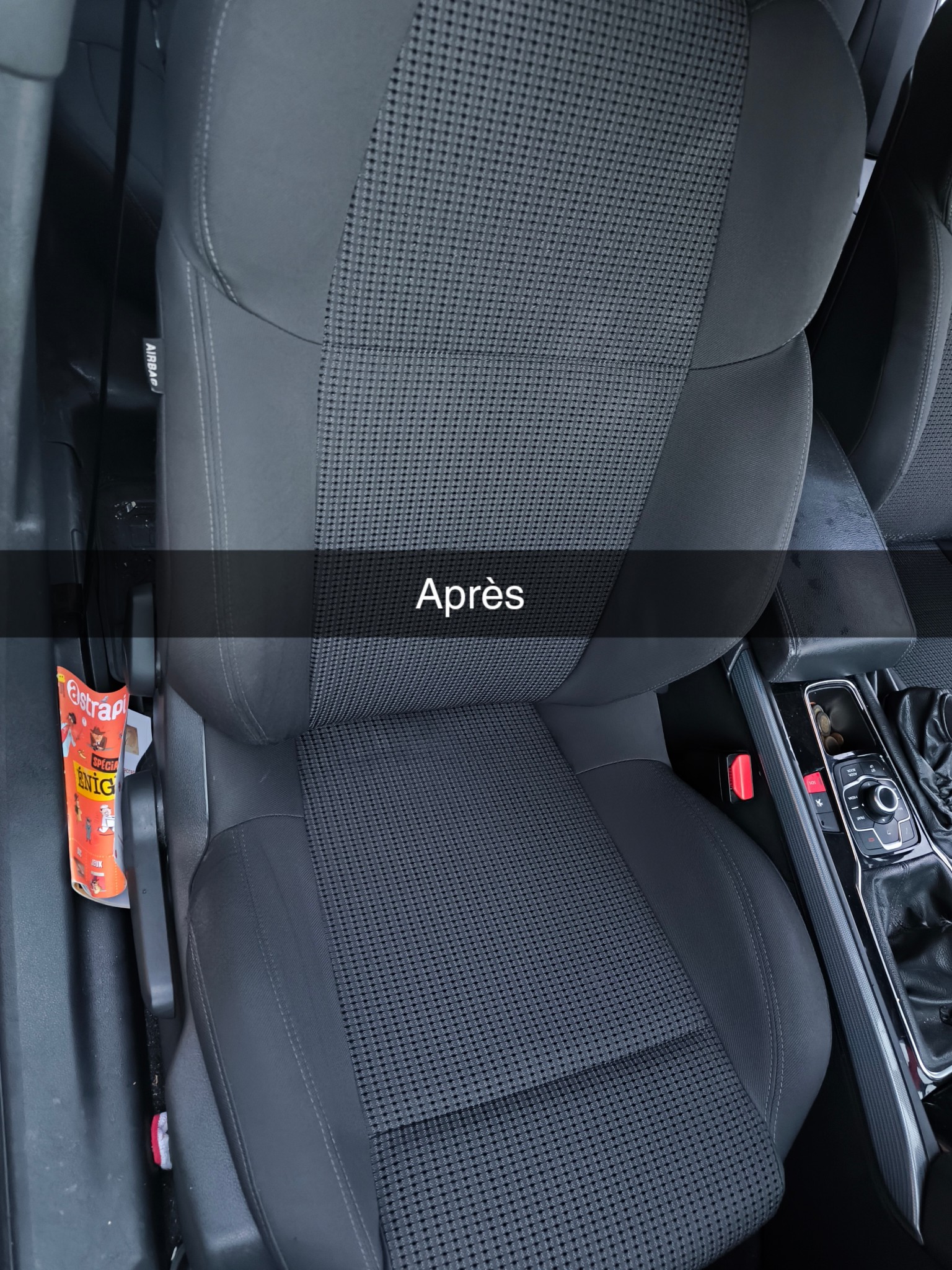 Avant nettoyage siège voiture - taches visibles